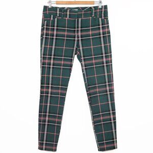 New York & Company Green Tartan Plaid Slim Pants Women’s Size 4